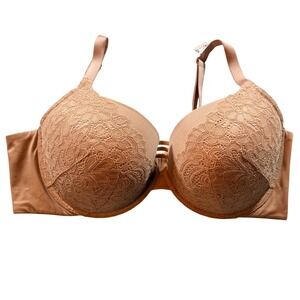 Soma Stunning Push Up Bra 44DD Nude Tan Floral Lace Underwire Padded Intimates
